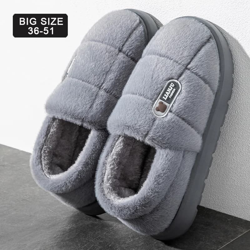 Men' slippers Solid Color Wrap Heels Plush Non-slip Warm