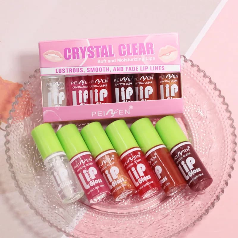 6 Pieces Glass Mirror Lip Gloss Set Hydrating Lightweight