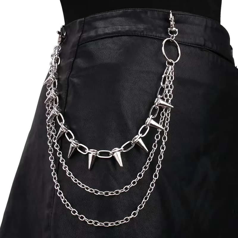 Punk Rivets Pants Chain Men Hip Hop Silver Color