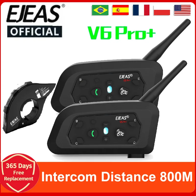 EJEAS V6 PRO+/PLUS Motorcycle Helmet Bluetooth Walkie