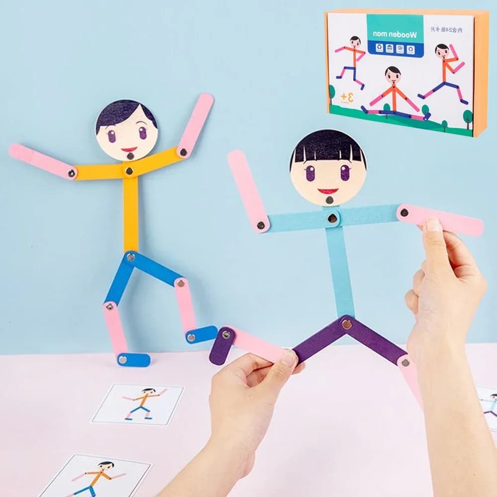 Sport Wooden Man Material DIY Puzzle Toys Boards