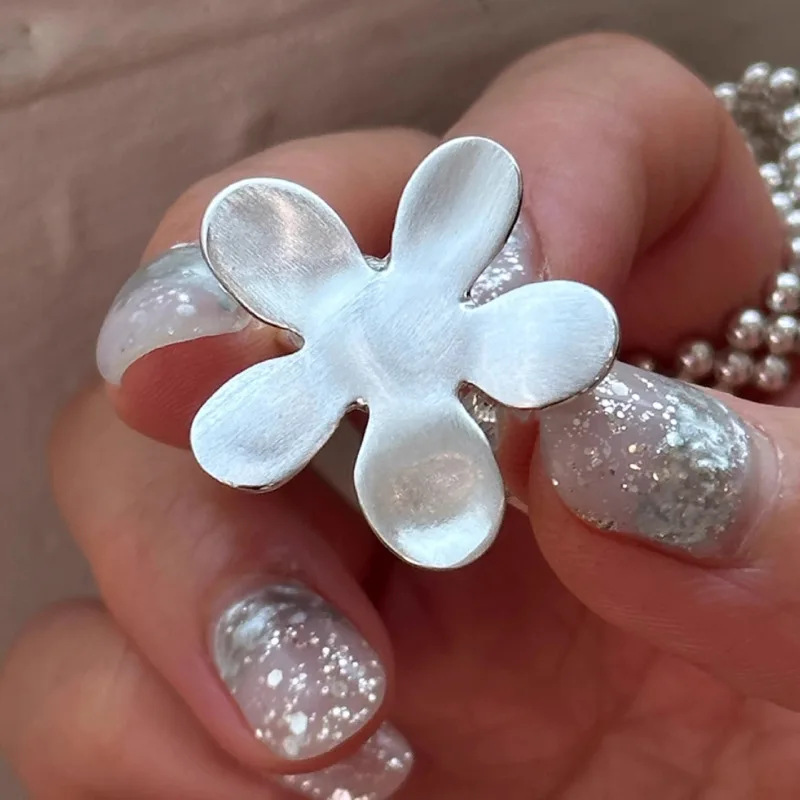 Silver Color Ring For Women Girls Aesthetic Jewelry Big
