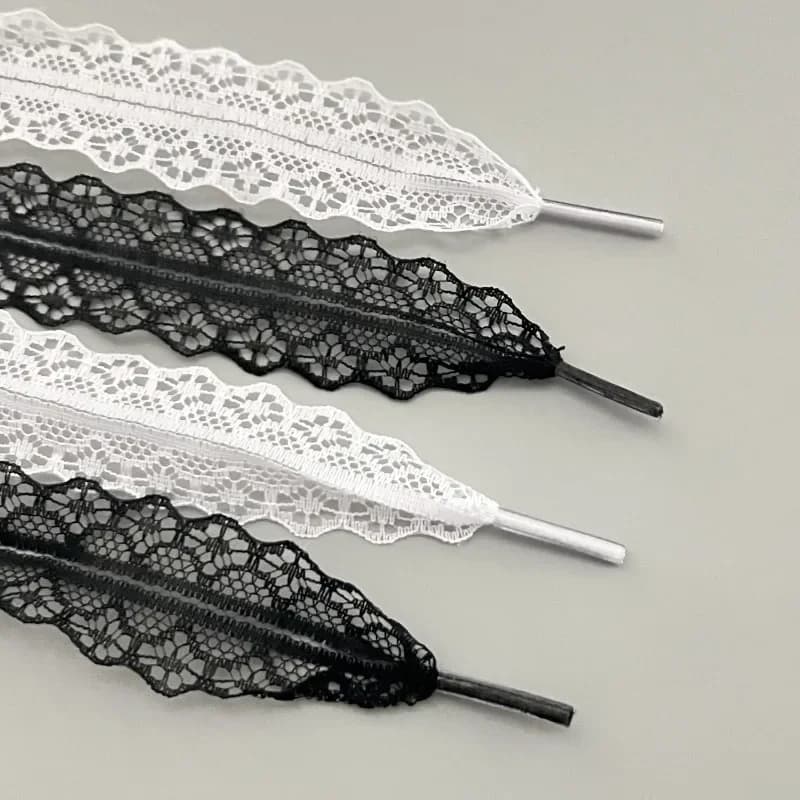 1Pair Cute Lace Shoelaces for Women Girl Shoes Width Flat