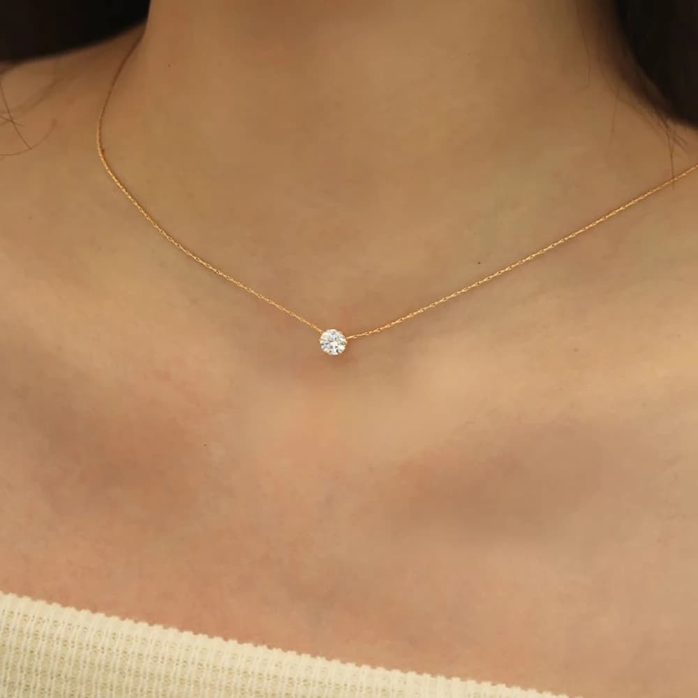 Stainless Steel Gold Plated Dainty Minimalist Zircon Charm