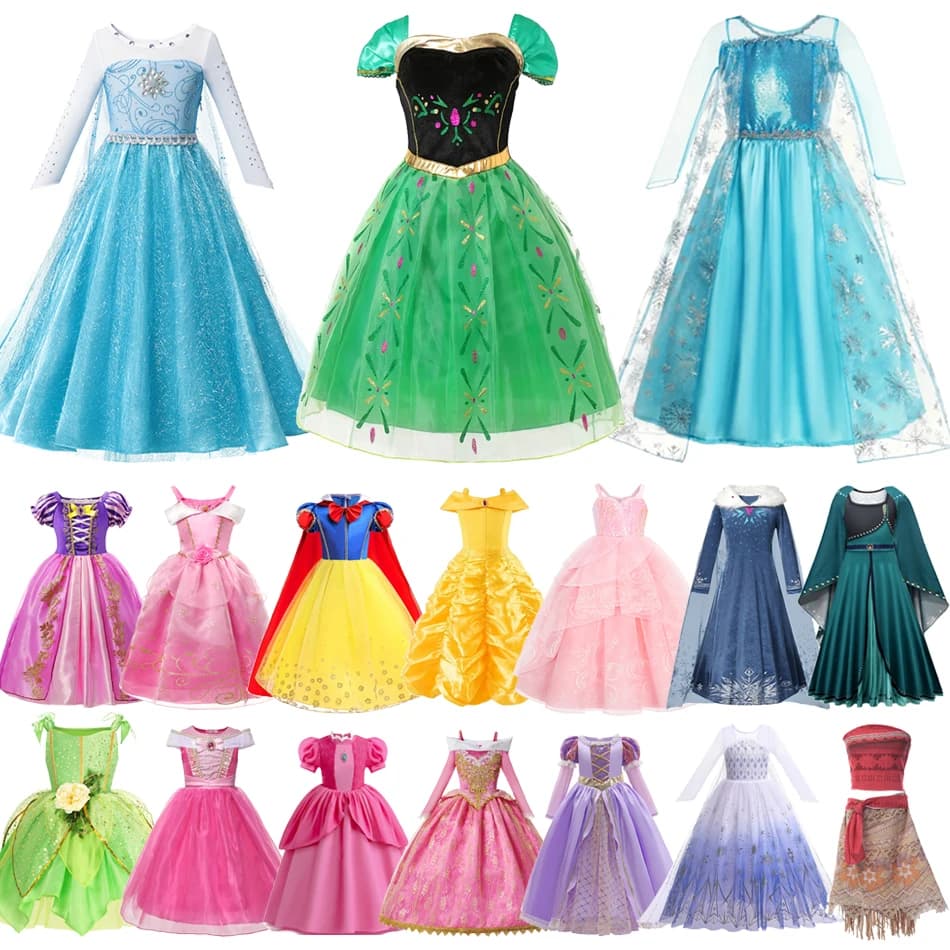 Girls Princess Dress Kids Elsa Anna Snow White Aurora