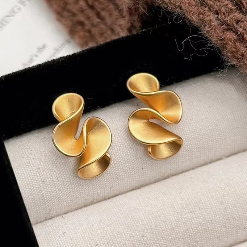 Silver Color Twisted Flower Stud Earring for Women
