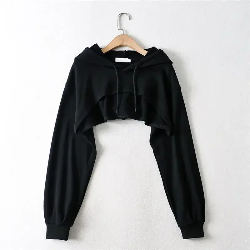 Hoodie Female Hoodie Personality Irregular Crop Ultra