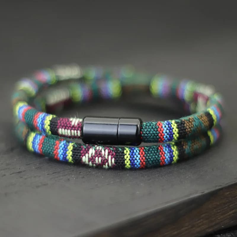 New In Men Bohemia Rope Bracelet Attract Magentic Braclet