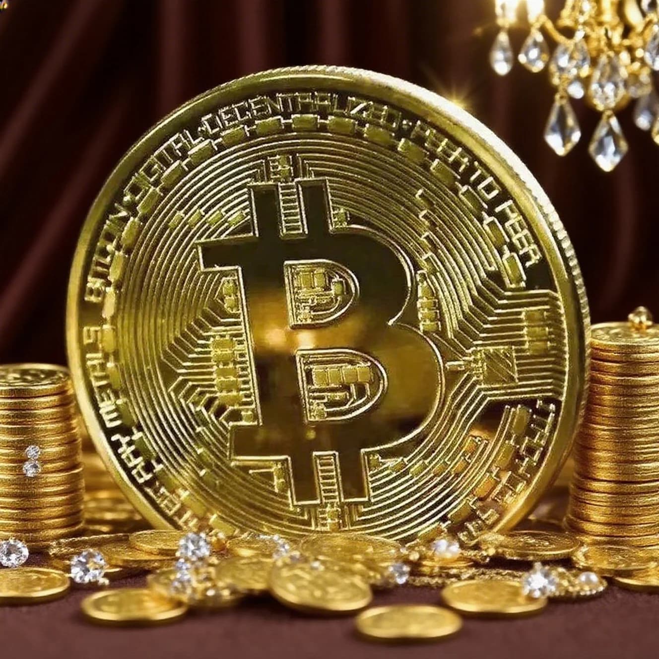 Gold Plated Bitcoin Collectible Coin, Physical BTC