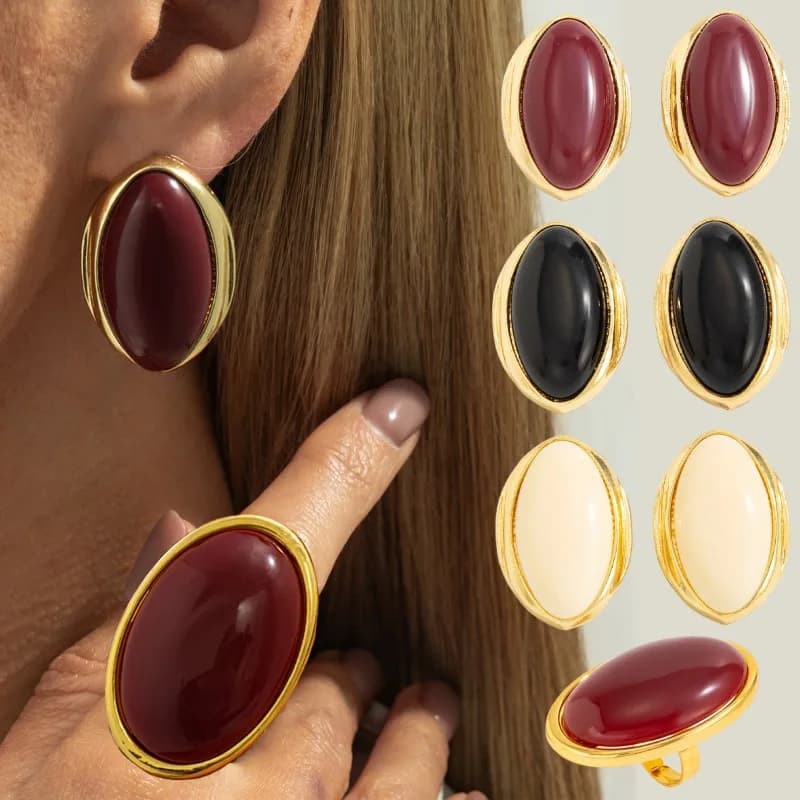 Creative Resin Acrylic Stud Earrings for Women Oval