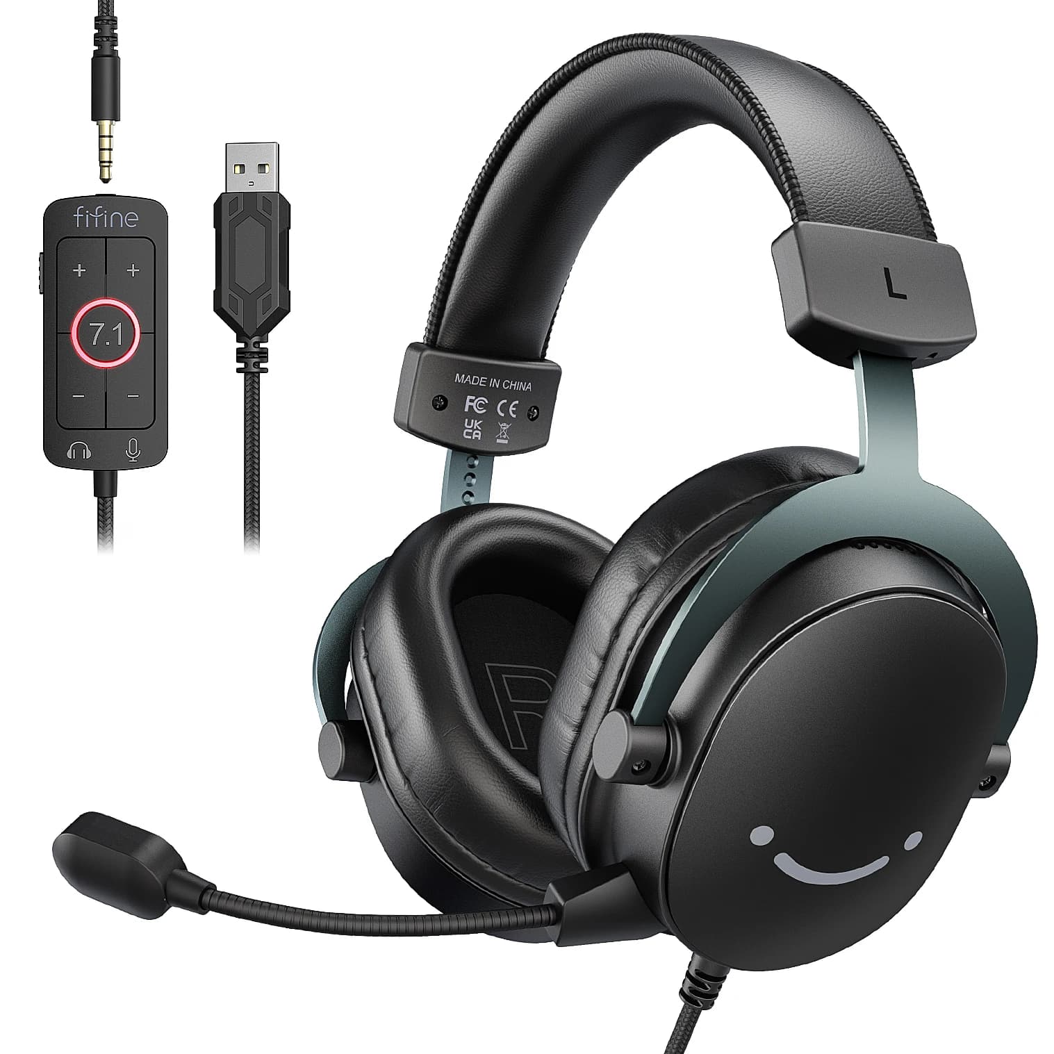 FIFINE Headset,3.5 mm jack&USB Headphone with 7.1 Surround