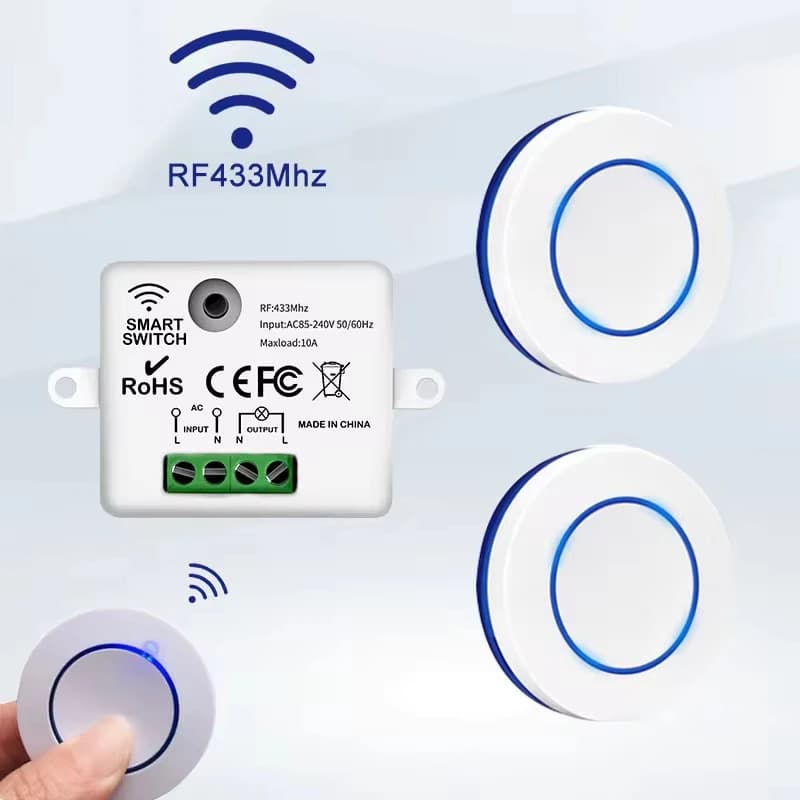 RF 433MHz Wireless 10A Relay Receiver Remote Control Light