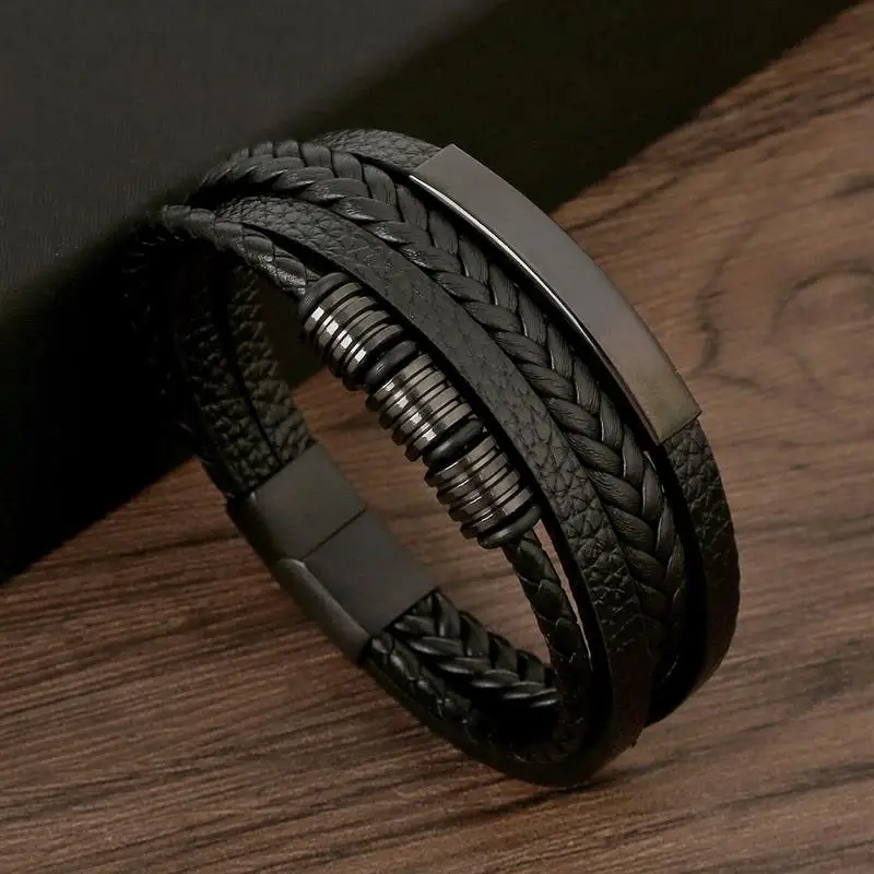 Classic Men's Leather Bracelet New Style Hand-woven