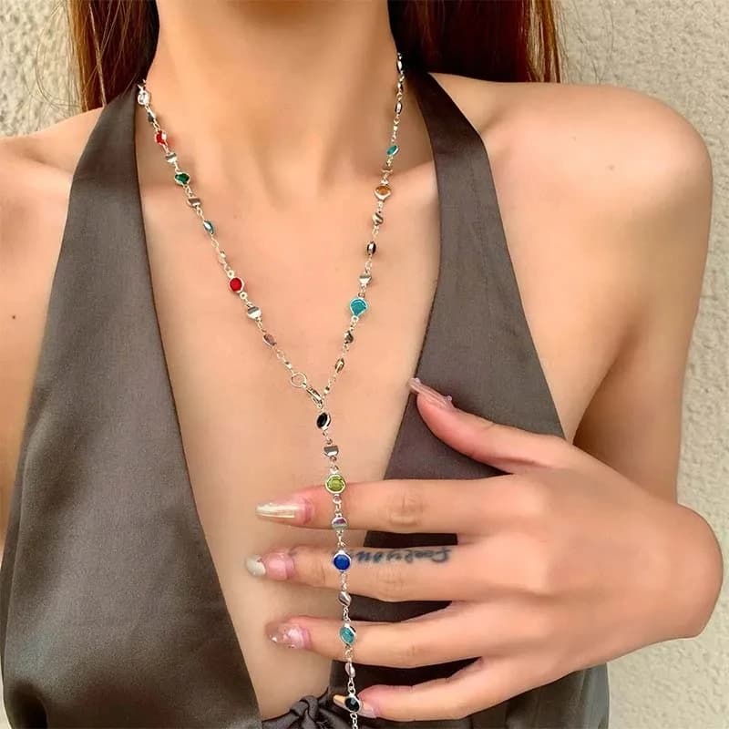 LATS New Luxury Colourful Long Tassel Necklace for Women