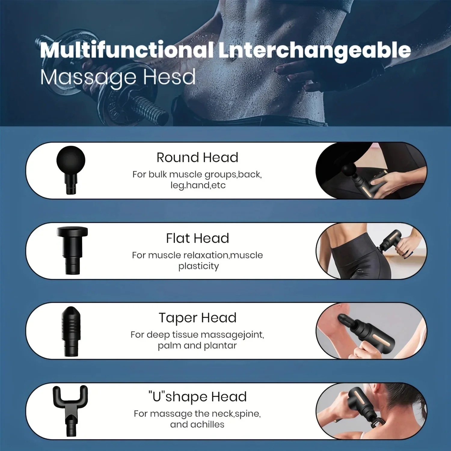 Portable Fascial Massage Gun Electric Percussion Pistol Massager Body...