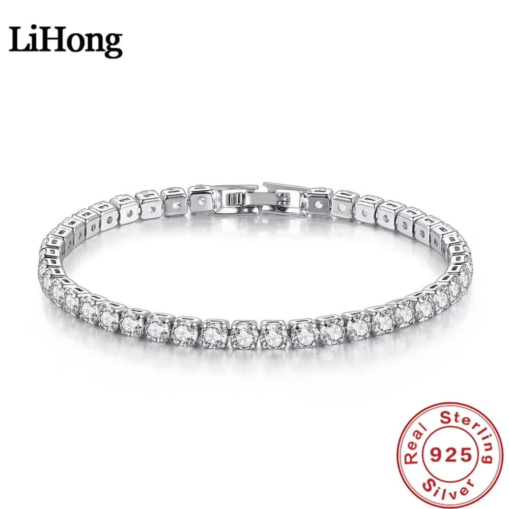 Lihong S925 Sterling Silver Bracelet Zirconia Tennis Ball