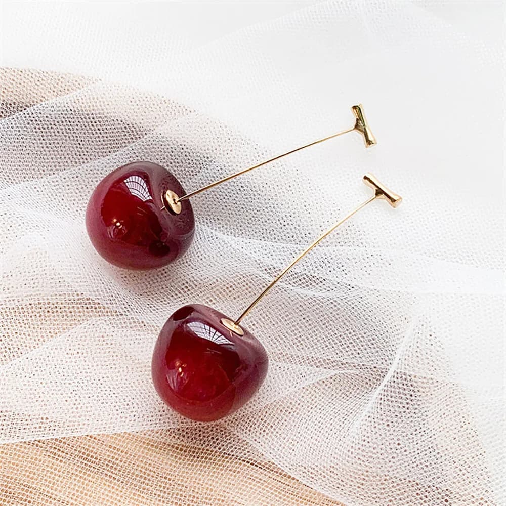 Cute Cherry Fruit Acrylic Earrings Fashionable Resin