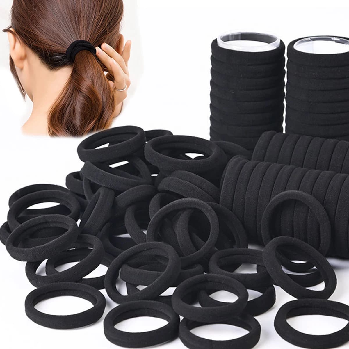 50/100 pieces of black and white hair bands, women's hair