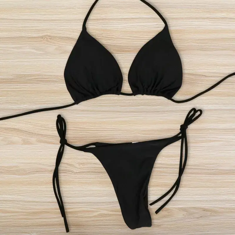 European and American Neck Strap Bikini Sexy Swimsuit