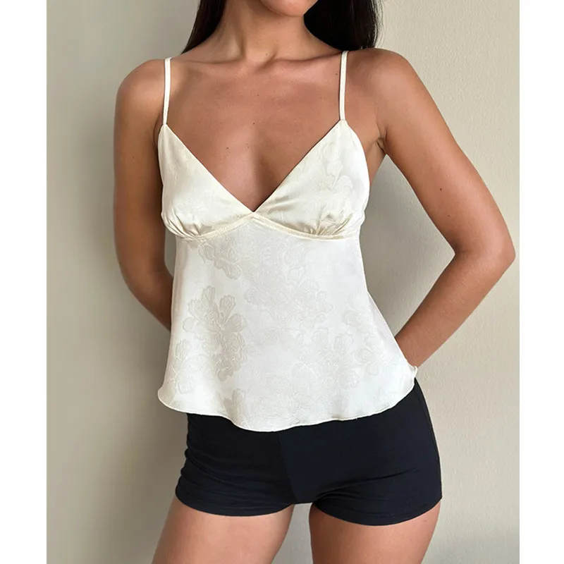 Women Satin Camisole Sexy Crop Top Fashion Streetwear