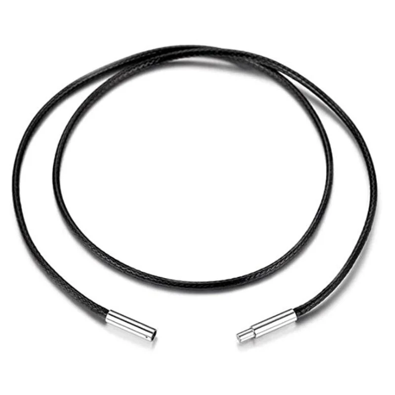 Black Genuine Leather Rope Necklace With Clasp Cord Chain
