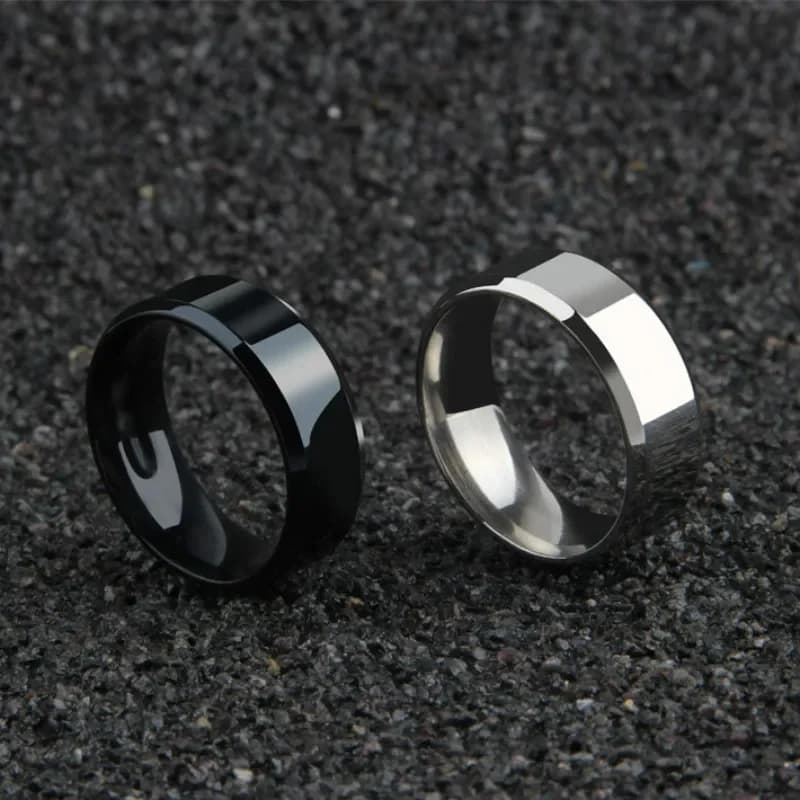 Charm Jewelry Ring for Men Women Stainless Steel Black