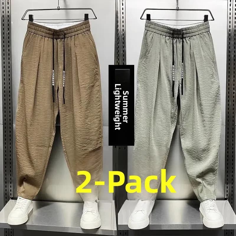 Ice Silk Men's Harem Pants Summer Thin Breathable Drapey