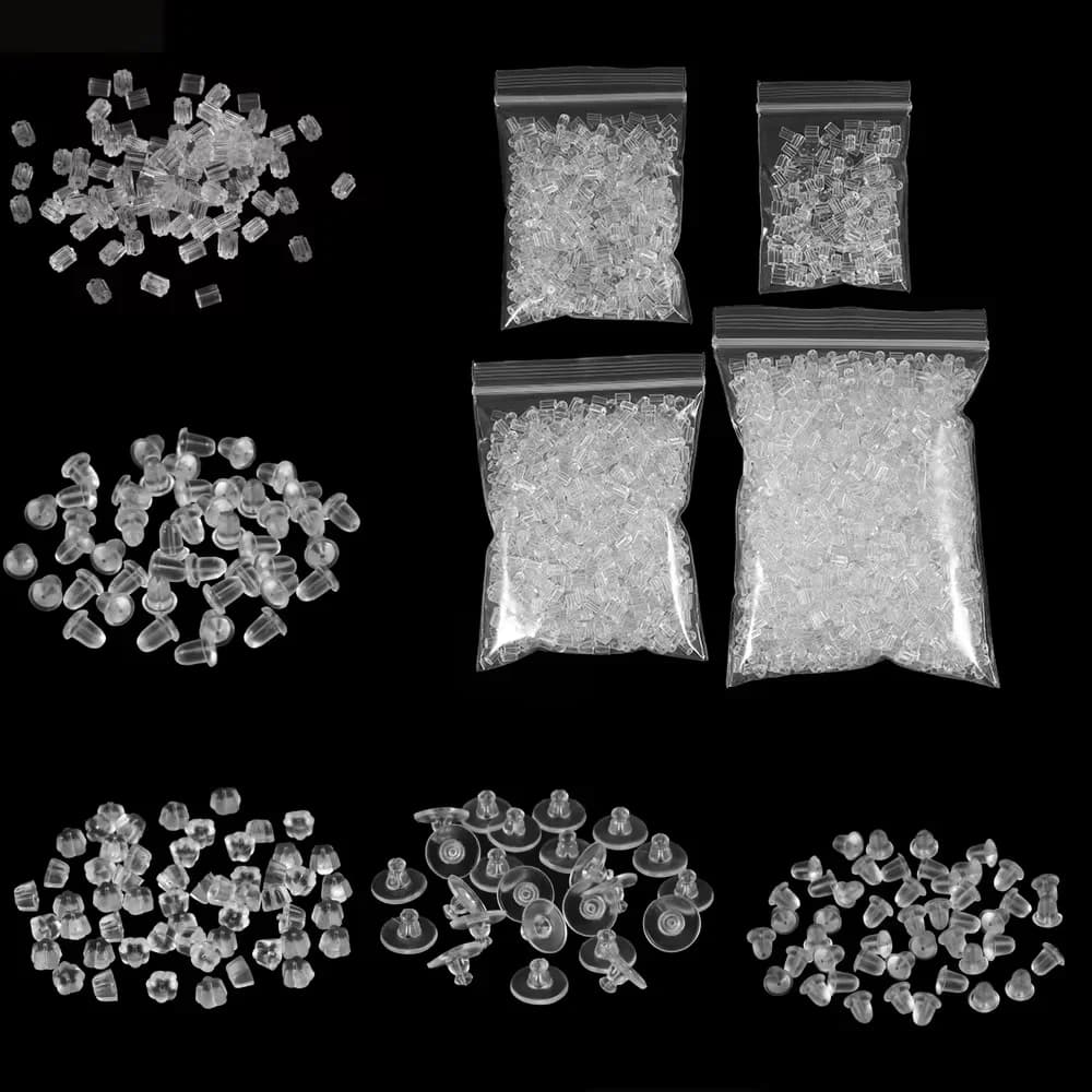 200-2000pcs Soft Silicone Rubber Earring Back Stoppers for