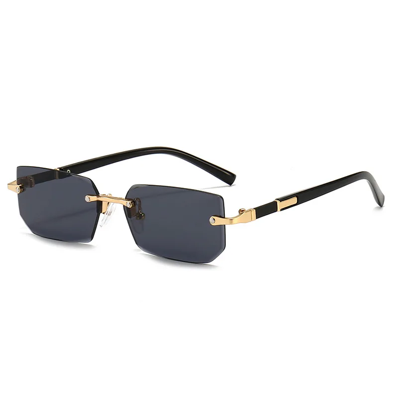 Rimless Sunglasses Rectangle Popular Women Men Shades