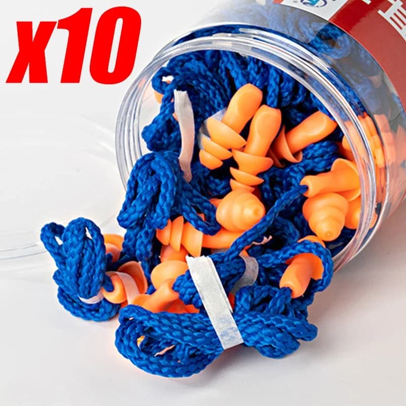 1/5/10Pairs Noise Cancelling Ear Plugs Silicone Corded Ear