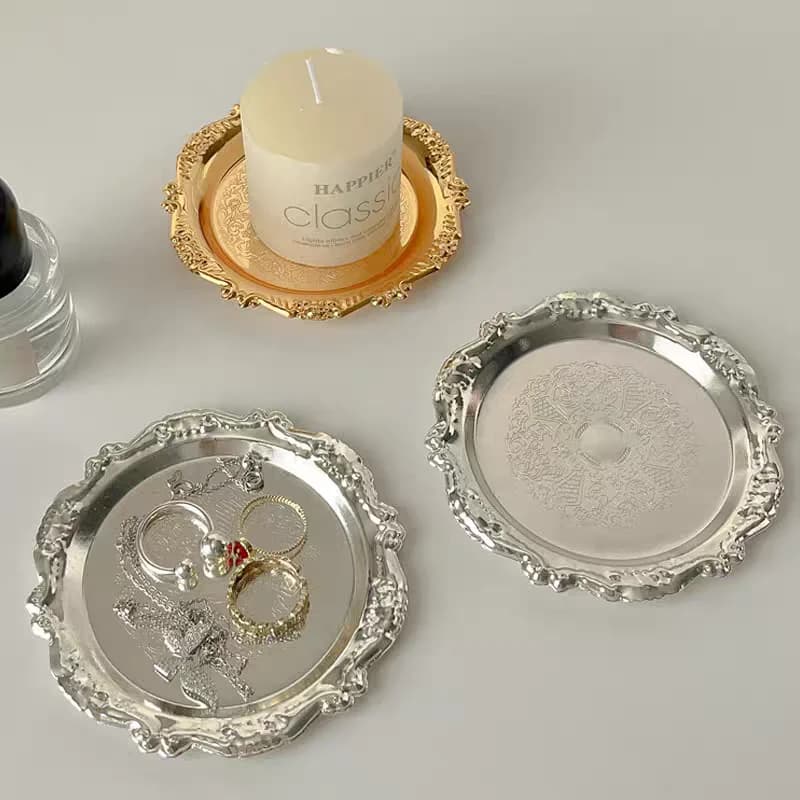 Silver and gold iron plate, decorative jewelry display
