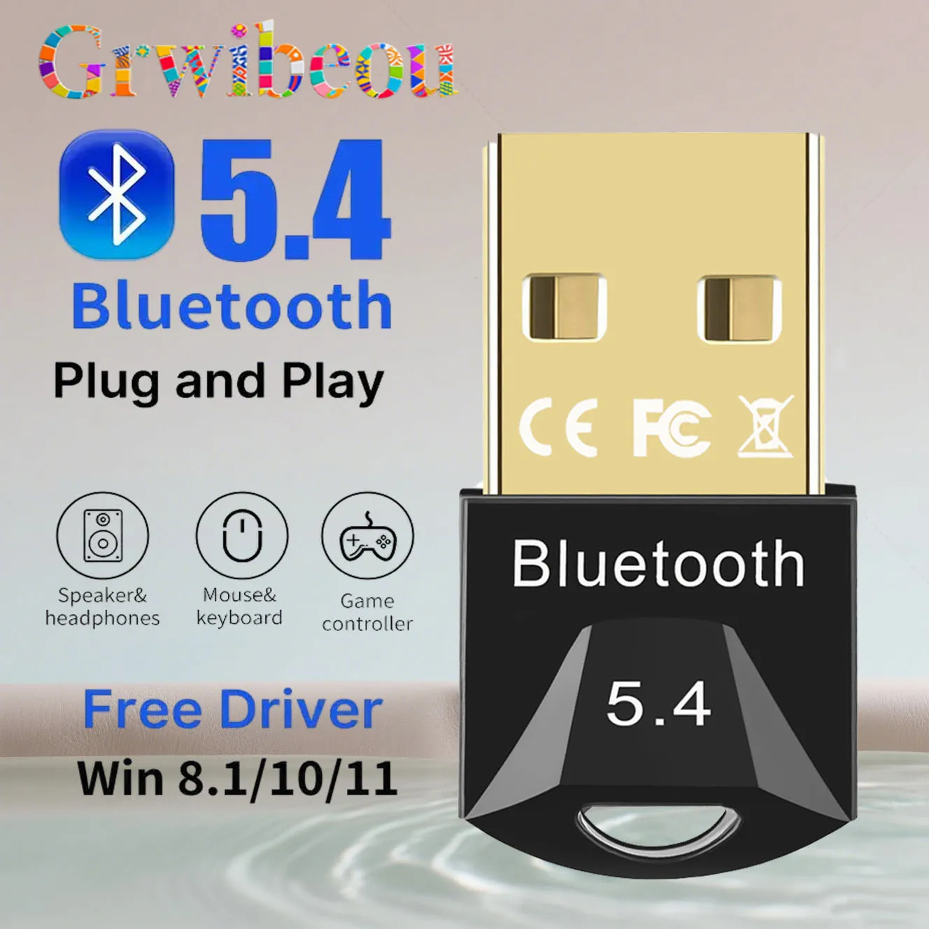 USB Bluetooth Adapter for Pc Usb Bluetooth 5.4/ 5.3/ 5.1/
