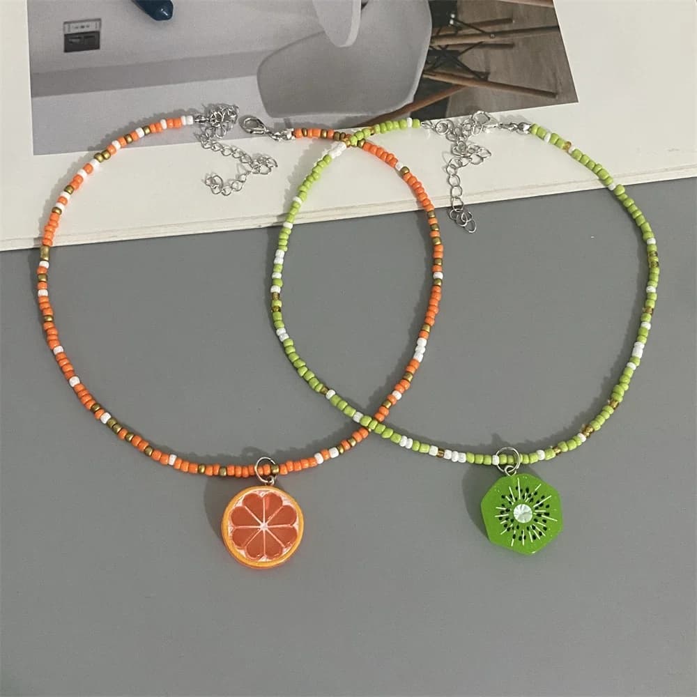 Various Fruit Pendant Necklace for Girl Women Handmade