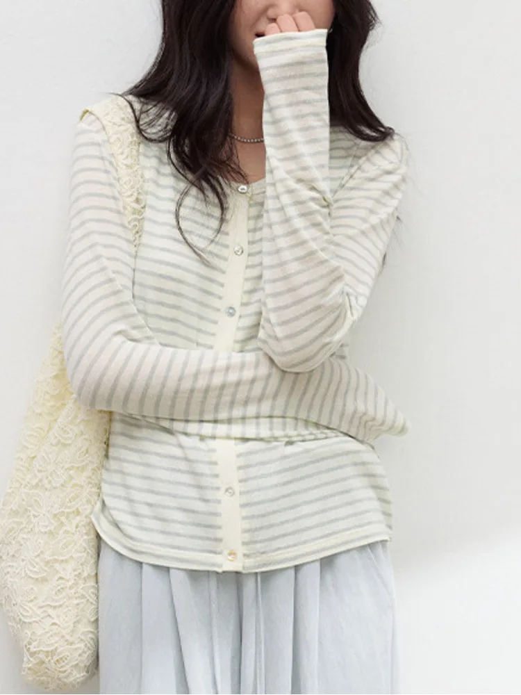 Women' Acetate Linen Cardigan Silk Lyocell Thin Simple