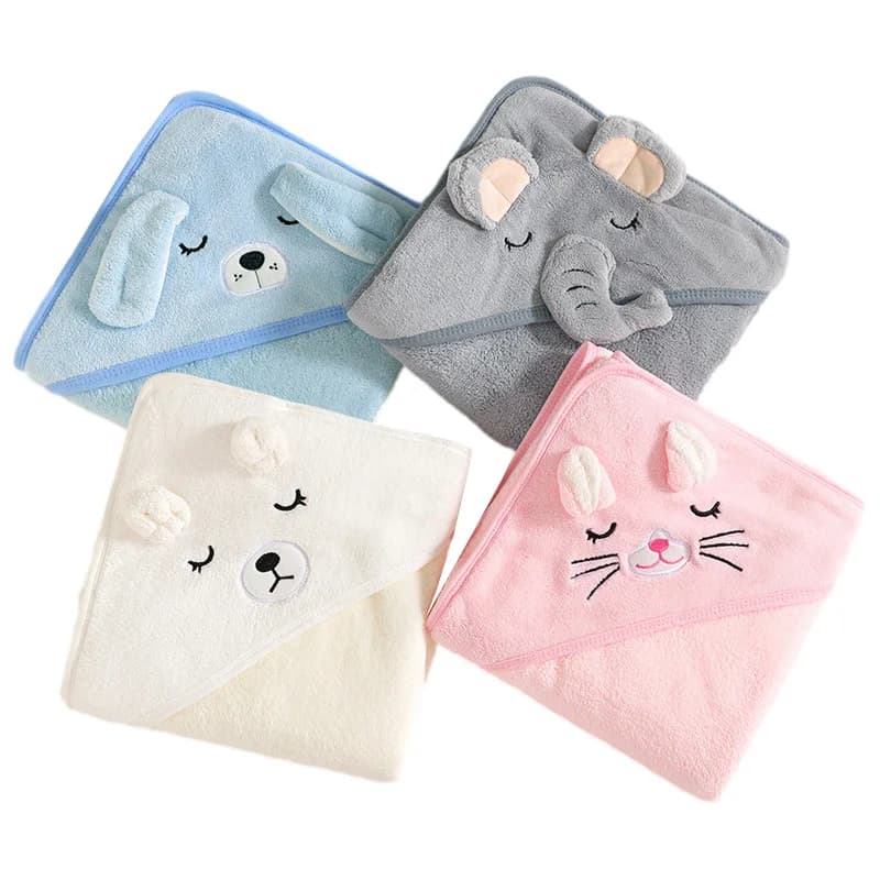 Cartoon Animal Baby Hooded Bath Towel, soft, absorbent, and adorable