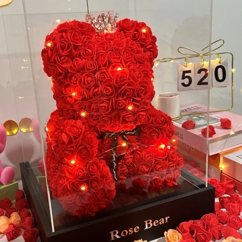 Artificial flower eternal rose teddy bear for 520 mom