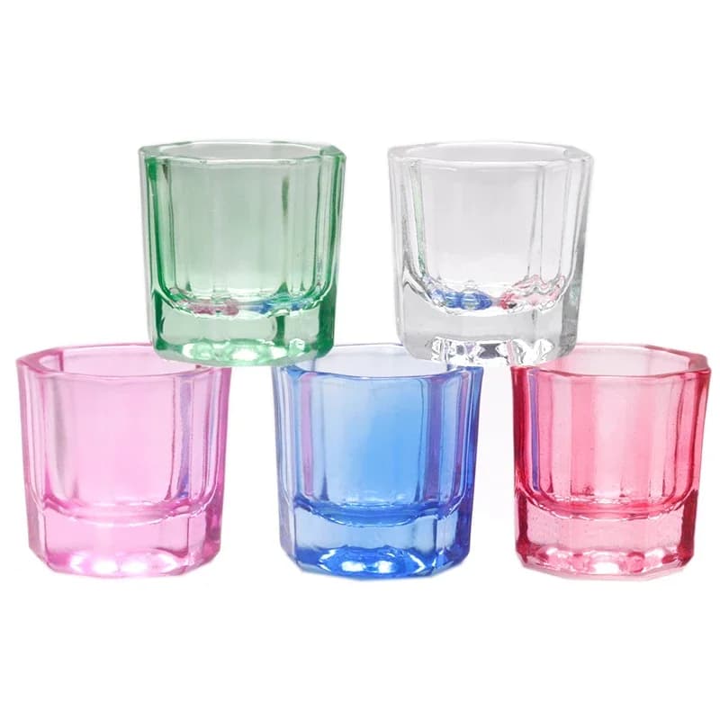 Crystal Glass Acrylic Powder Dappen Dish, Nail Cup, Wash