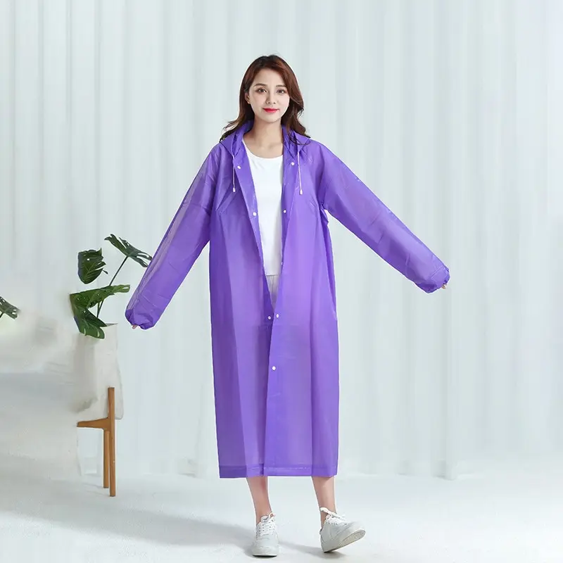 1pc Hooded Rain Coat Women Men Impermeable Thickened