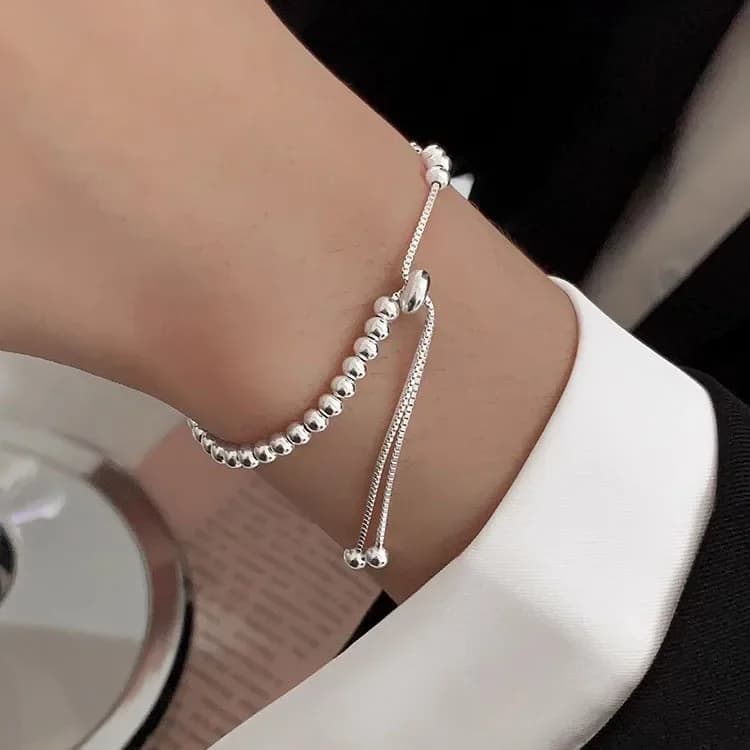 925 Sterling Silver Bead Bracelet - Korean Design