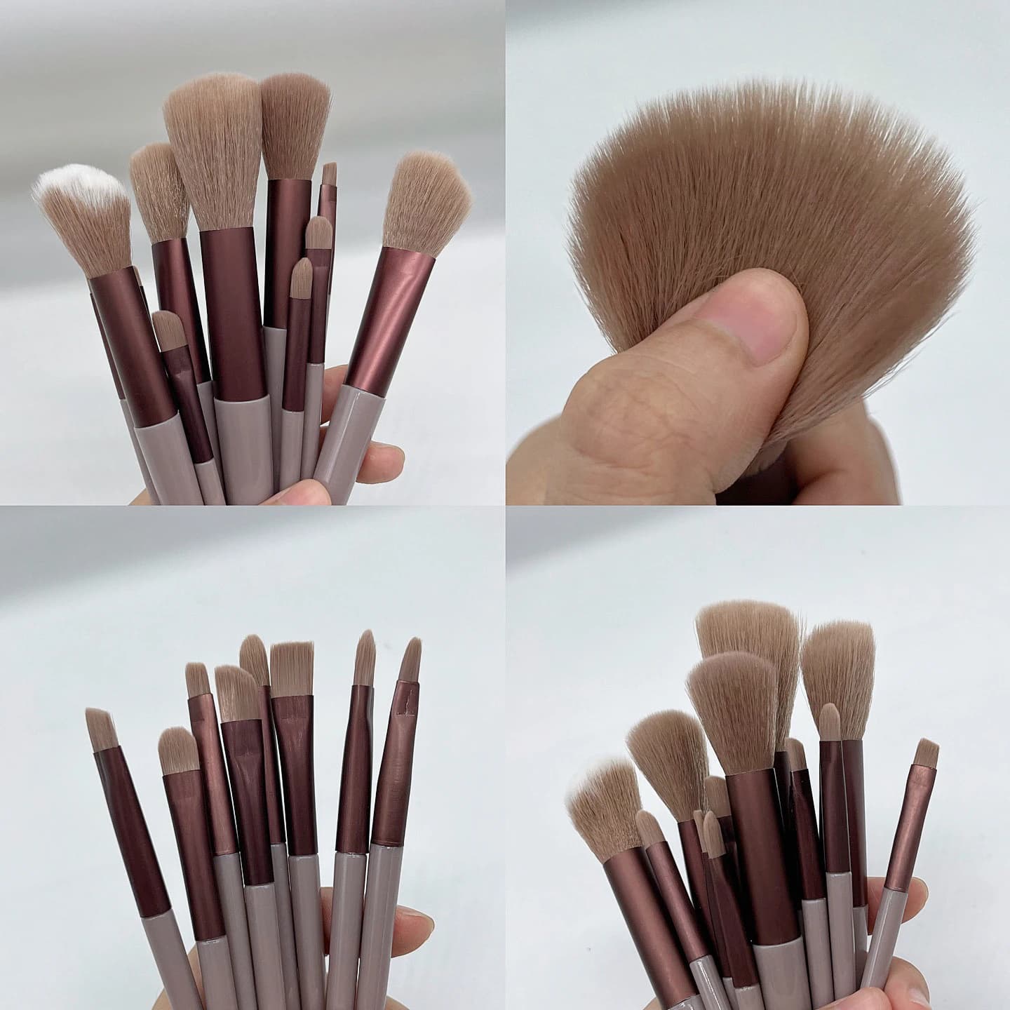 Fan brush shown from the side, demonstrating its thin profile
