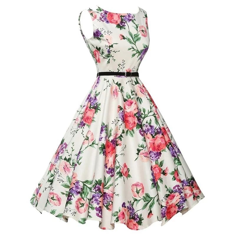 Vestidos Dress Clothing Floral Robe Retro Swing Vintage