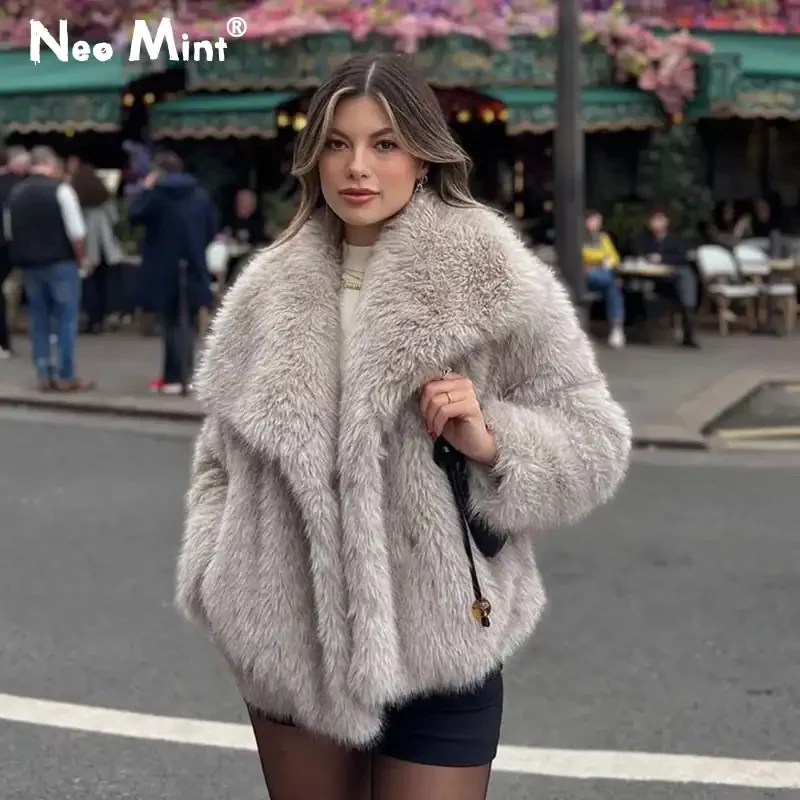 Winter Gradient Fluffy Fur Coat