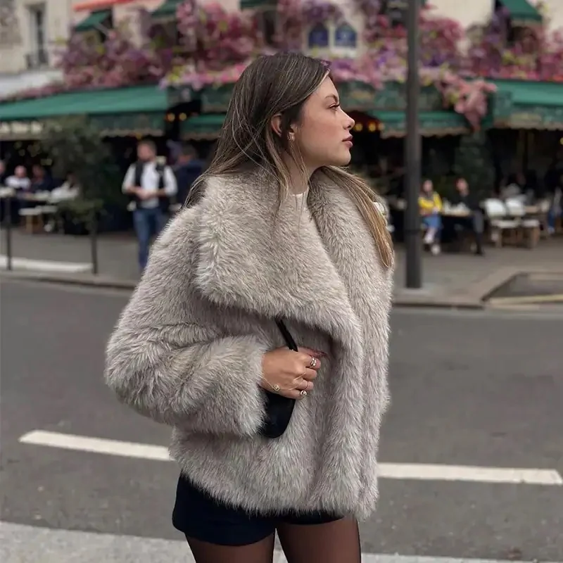 Winter Gradient Fluffy Fur Coat